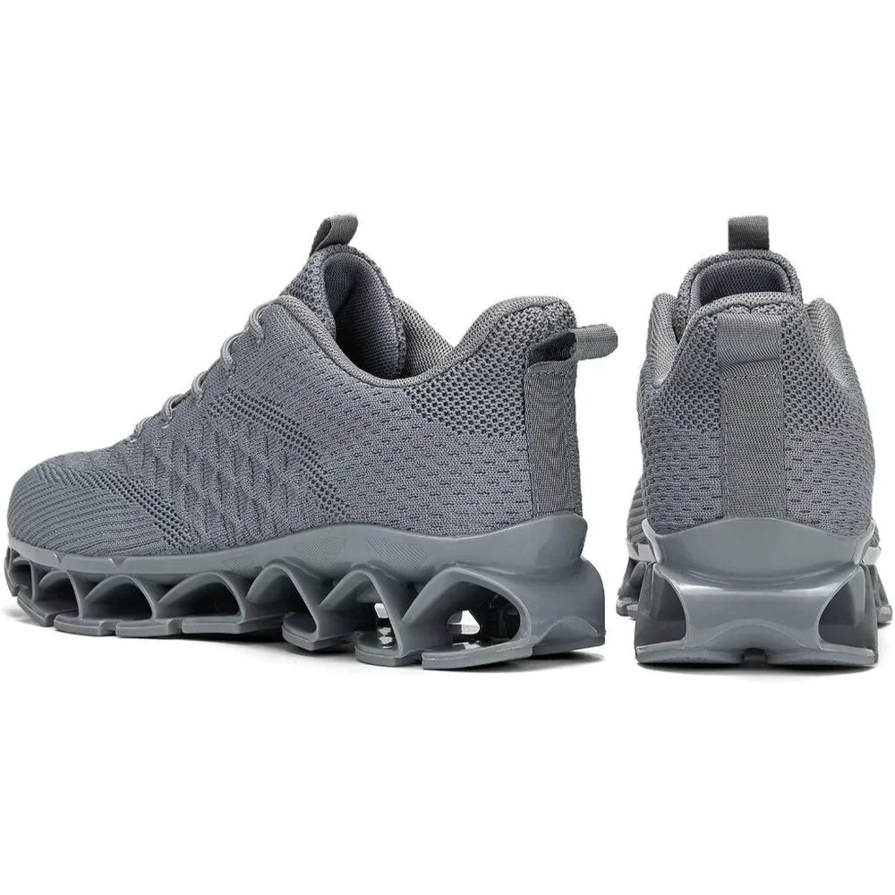 Men's Grey Walking Shoes Slip on Blade Tennis Casual Sport Athletic Trainers